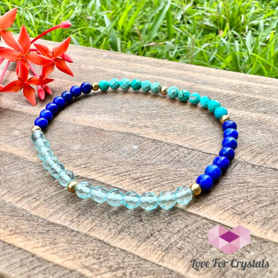 High Chakra Bracelet (Turquoise Lapis Lazuli & Aqua Obsidian) -Shimmer&Gems