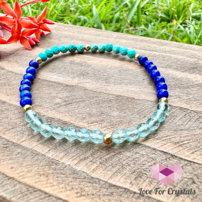 High Chakra Bracelet (Turquoise Lapis Lazuli & Aqua Obsidian) -Shimmer&Gems 6.0