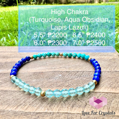 High Chakra Bracelet (Turquoise Lapis Lazuli & Aqua Obsidian) -Shimmer&Gems 6.5