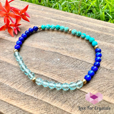 High Chakra Bracelet (Turquoise Lapis Lazuli & Aqua Obsidian) -Shimmer&Gems
