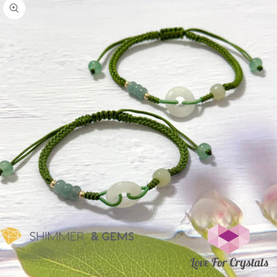 Jade Good Luck Buckle Bracelet In Green String (Adjustable) Bracelets
