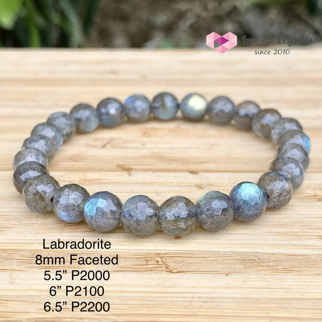 Labradorite Bracelet 8Mm Faceted (Madagascar) Aaa 6 (Medium)