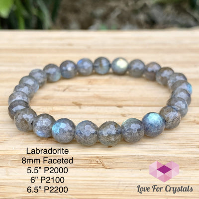 Labradorite Bracelet 8Mm Faceted (Madagascar) Aaa 6 (Medium)