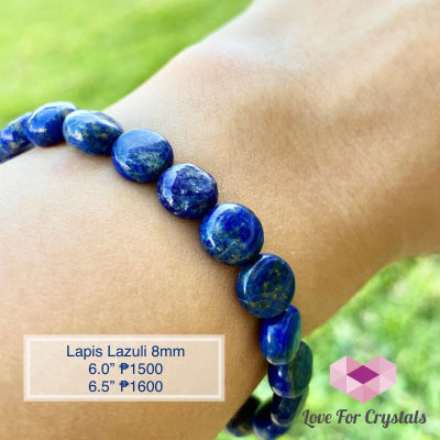Lapis Lazuli 8Mm Flat Beads Energy Bracelet (For Intuition) 6.0
