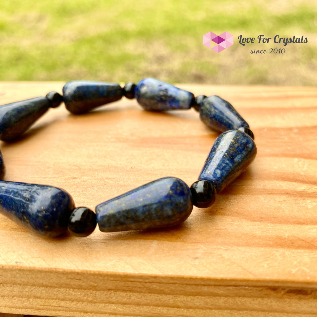 Lapis Lazuli Pear Bracelet With Black Onyx