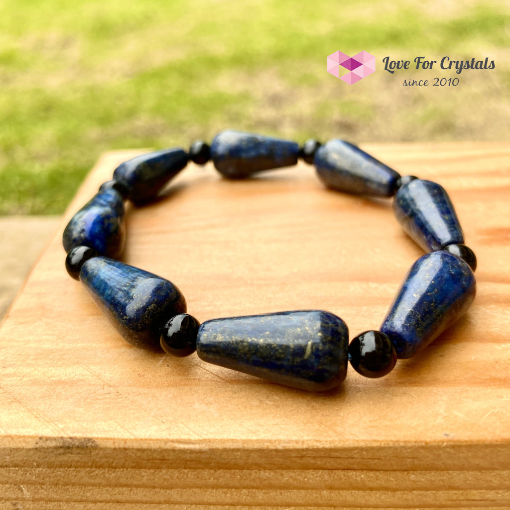 Lapis Lazuli Pear Bracelet With Black Onyx