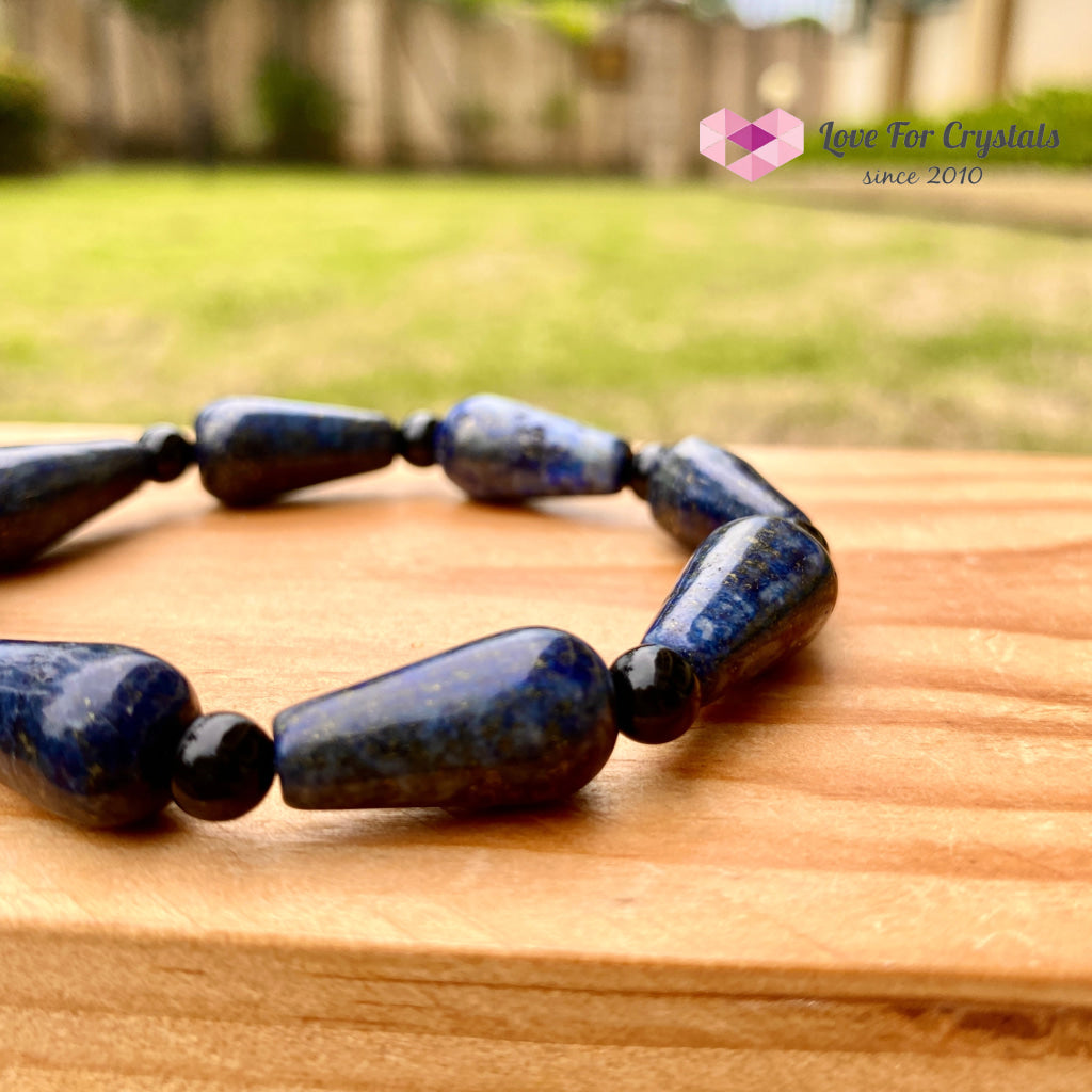Lapis Lazuli Pear Bracelet With Black Onyx