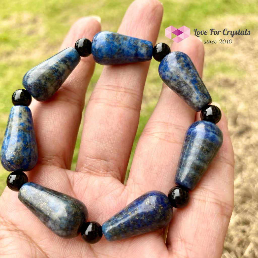 Lapis Lazuli Pear Bracelet With Black Onyx