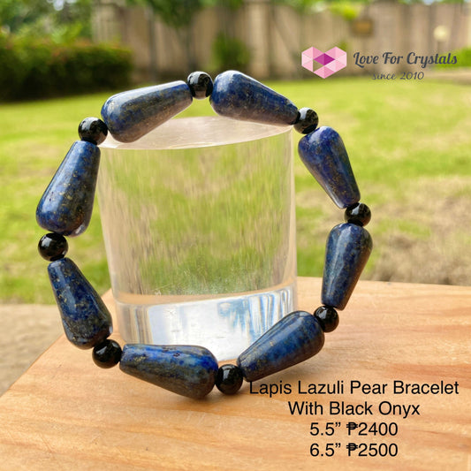 Lapis Lazuli Pear Bracelet With Black Onyx