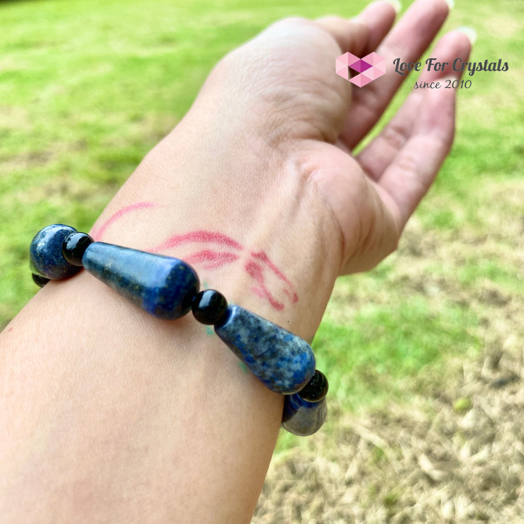 Lapis Lazuli Pear Bracelet With Black Onyx 5.5