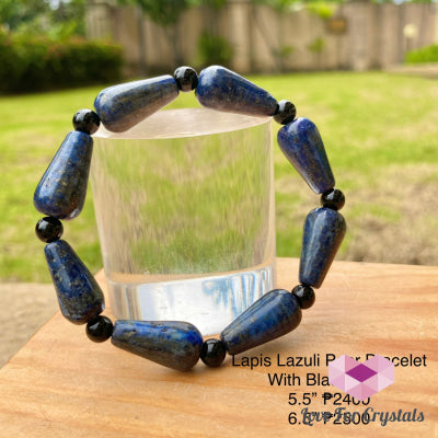 Lapis Lazuli Pear Bracelet With Black Onyx