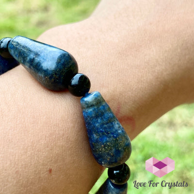 Lapis Lazuli Pear Bracelet With Black Onyx