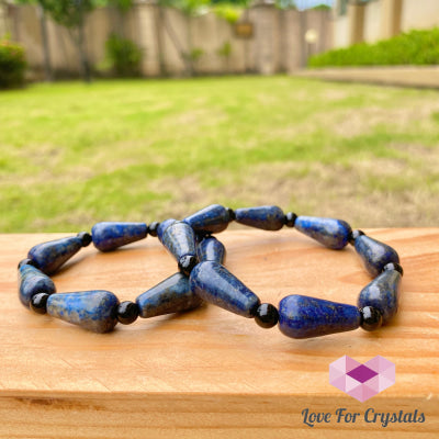 Lapis Lazuli Pear Bracelet With Black Onyx