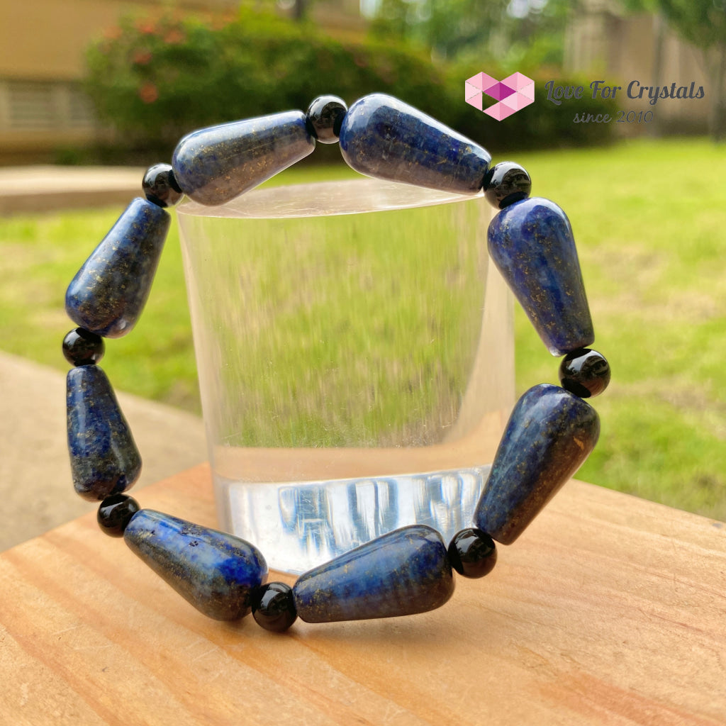 Lapis Lazuli Pear Bracelet With Black Onyx