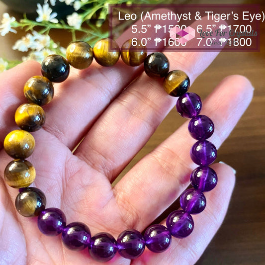 Leo Zodiac Remedy Bracelet (Tigers Eye & Amethyst) Enhancement Series 5.5 (Small)