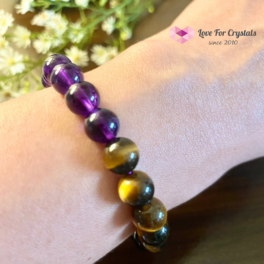 Leo Zodiac Remedy Bracelet (Tigers Eye & Amethyst) Enhancement Series 6 (Medium)