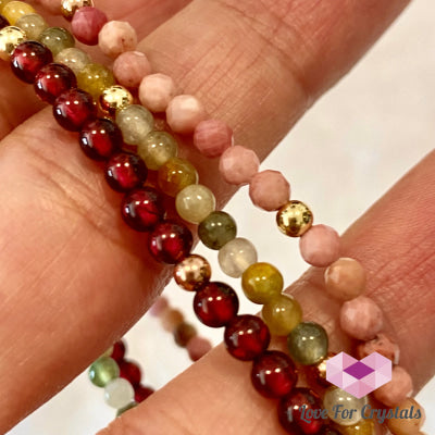 Love And Harmony Triple Remedy Bracelet - Rhodochrosite Jade Garnet (Shimmer Gems) Bracelets