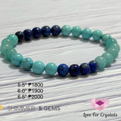 Mental Clarity Remedy Bracelet (Amazonite Turquoise Lapis Lazuli 6Mm) 5.5” Bracelets