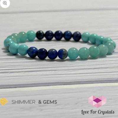 Mental Clarity Remedy Bracelet (Amazonite Turquoise Lapis Lazuli 6Mm) 6.0” Bracelets