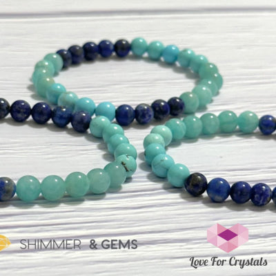 Mental Clarity Remedy Bracelet (Amazonite Turquoise Lapis Lazuli 6Mm) 6.5” Bracelets