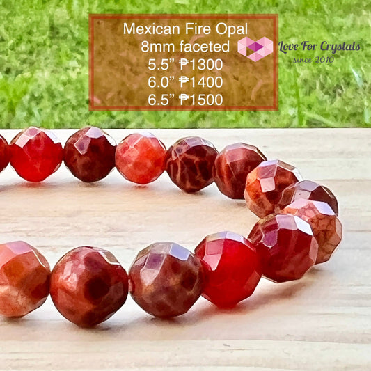 Mexican Fire Opal 8Mm Faceted Bracelet