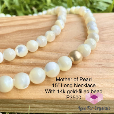 Mother Of Pearl 15 Long Necklace With 14K Gold-Filled Bead