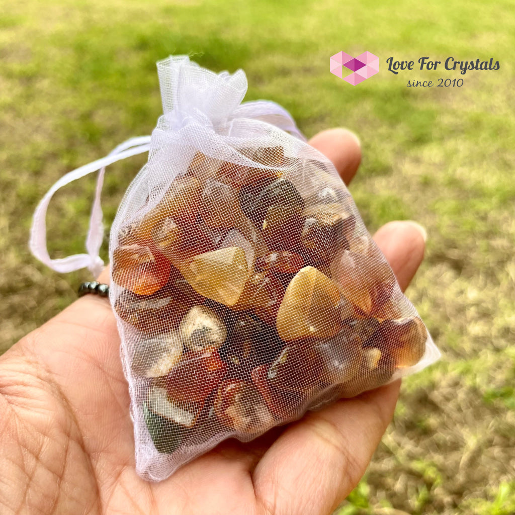Natural Agate Chips In A Pouch Tumbled
