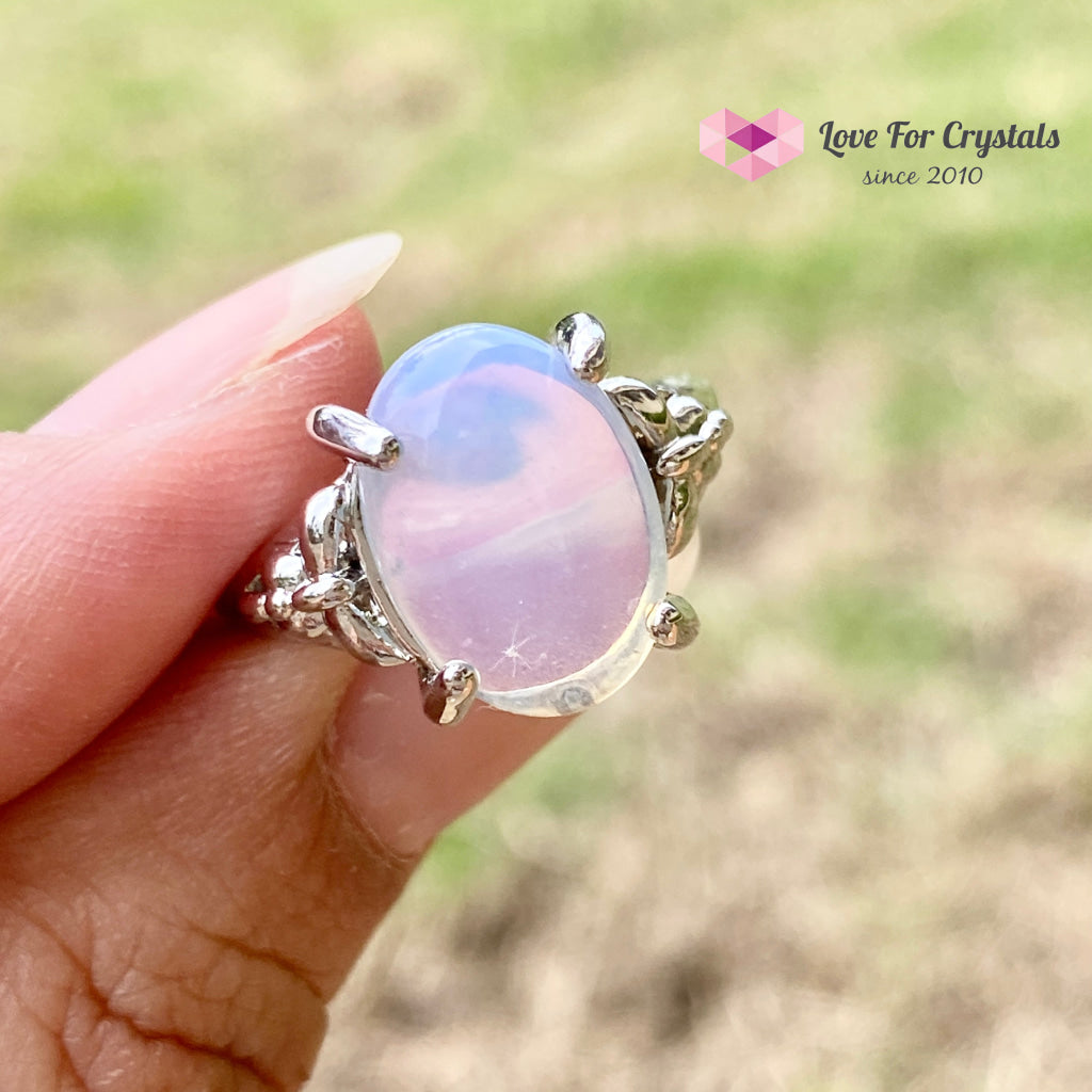 Opalite Oval Ring (Zinc Alloy Metal) Size 6.5