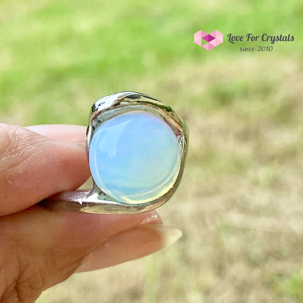 Opalite Round Ring (Zinc Alloy Metal) Size 8.5