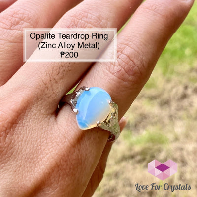 Opalite Teardrop Ring (Zinc Alloy Metal)