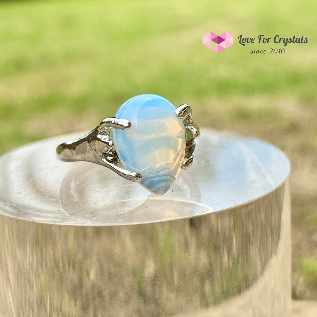 Opalite Teardrop Ring (Zinc Alloy Metal) Size 8.5