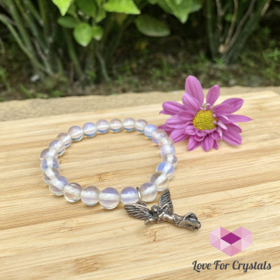 Opalite With Angel Charm Bracelet