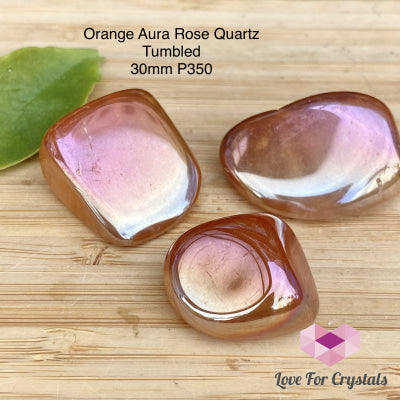Orange Aura Rose Quartz Tumbled (Usa)