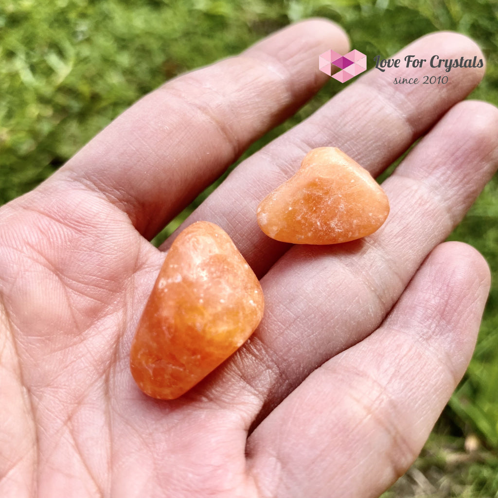 Orange Calcite Tumbled Stones (Brazil) Pack Of 2 (10-15Mm)
