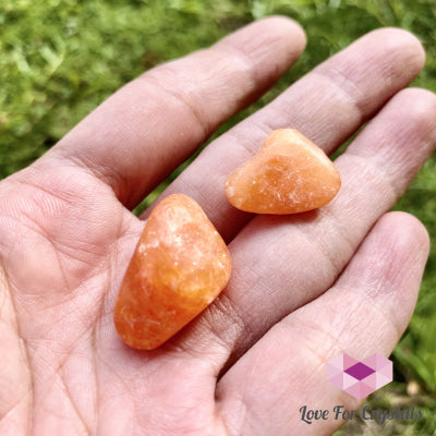 Orange Calcite Tumbled Stones (Brazil) Pack Of 2 (10-15Mm)