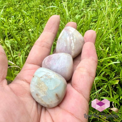 Pink Tourmaline In Aquamarine Tumbled Stones 35Mm Polished