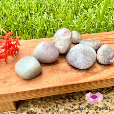 Pink Tourmaline In Aquamarine Tumbled Stones Polished