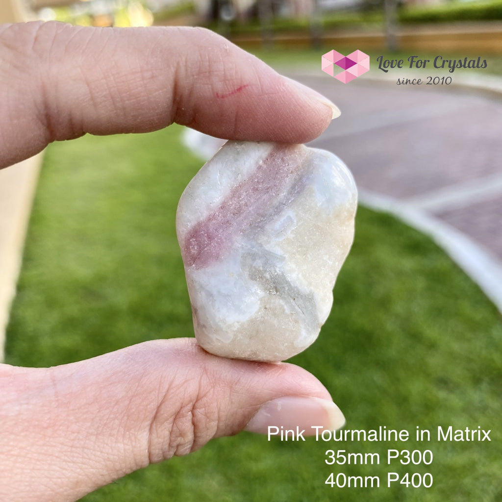 Pink Tourmaline In Matrix Tumbled (Brazil) Raw