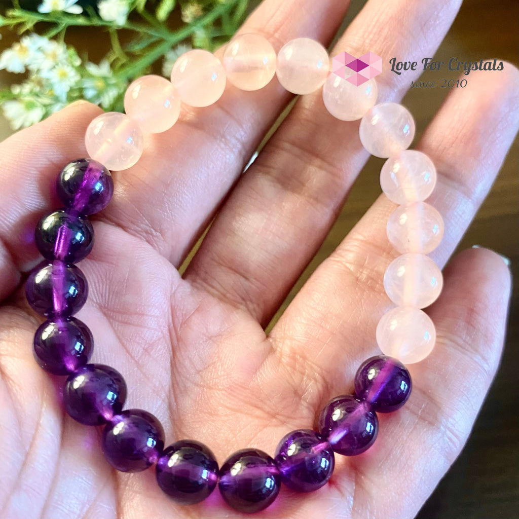 Pisces Zodiac Remedy Bracelet (Rose Quartz & Amethyst) 19 Feb- 20 March 6.5 (Large)