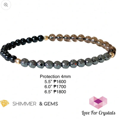 Protection Bracelet 4Mm With 14K Gold Filled Beads (Black Tourmaline Smoky Quartz & Hematite)