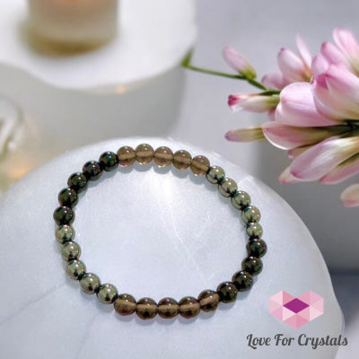 Protection Bracelet 6Mm With Stainless Steel Beads (Black Tourmaline Smoky Quartz & Hematite)