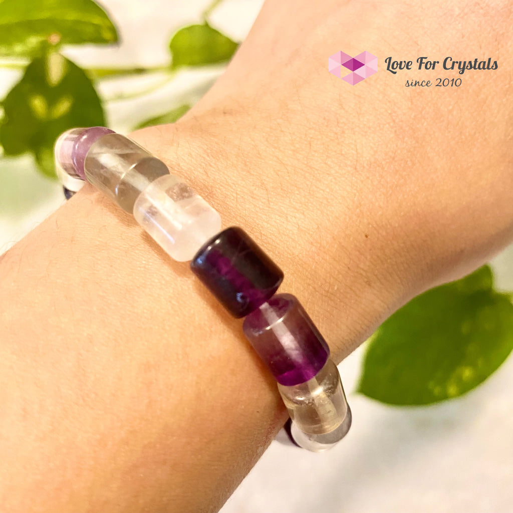 Rainbow Fluorite Cylinder Bracelet 5.5