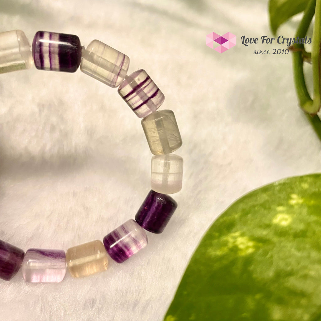 Rainbow Fluorite Cylinder Bracelet 6.0