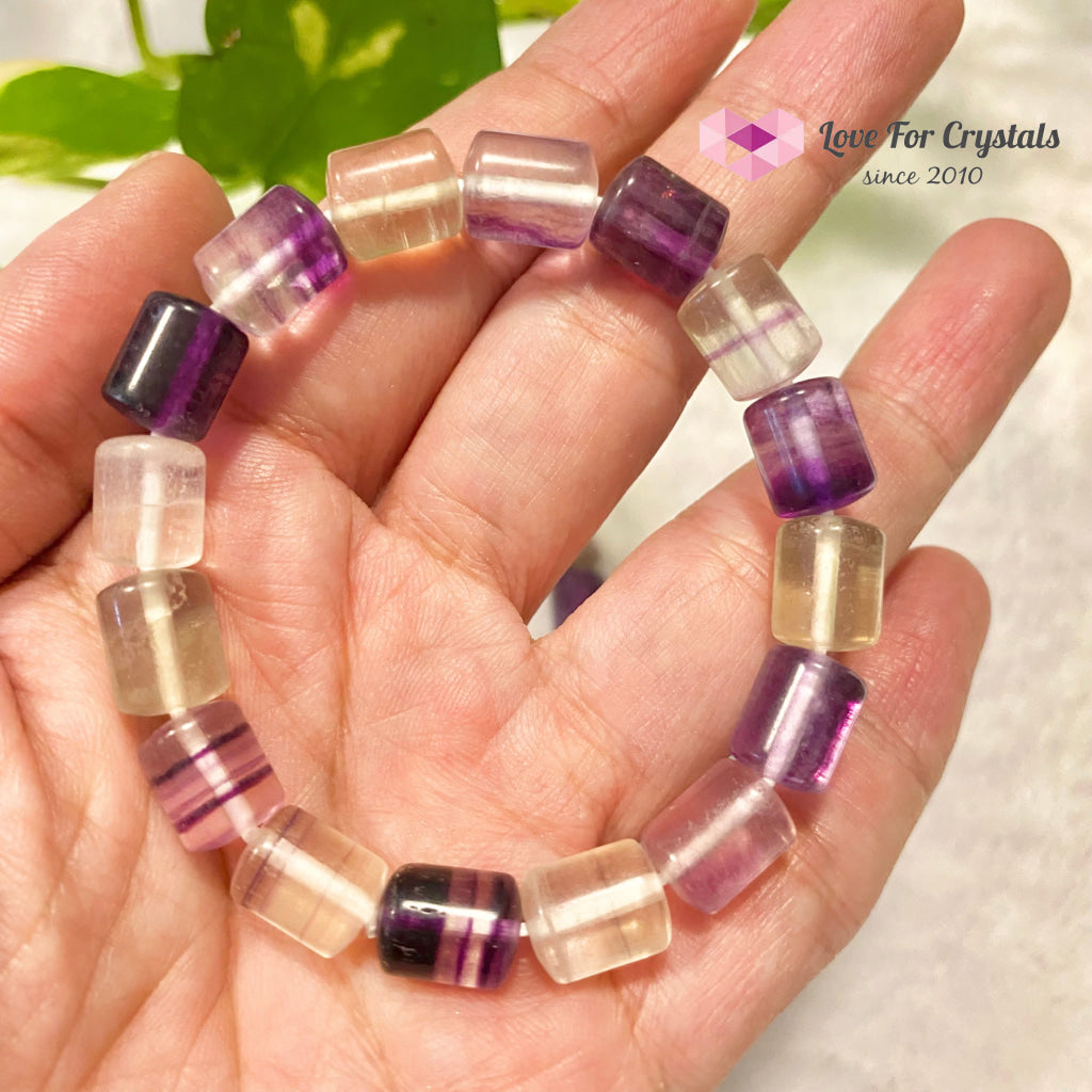 Rainbow Fluorite Cylinder Bracelet 6.5