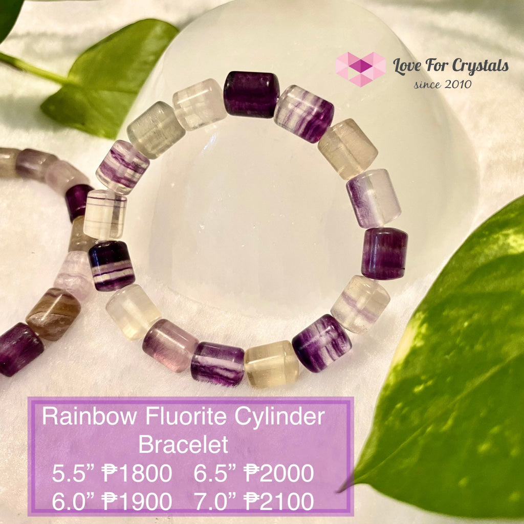 Rainbow Fluorite Cylinder Bracelet