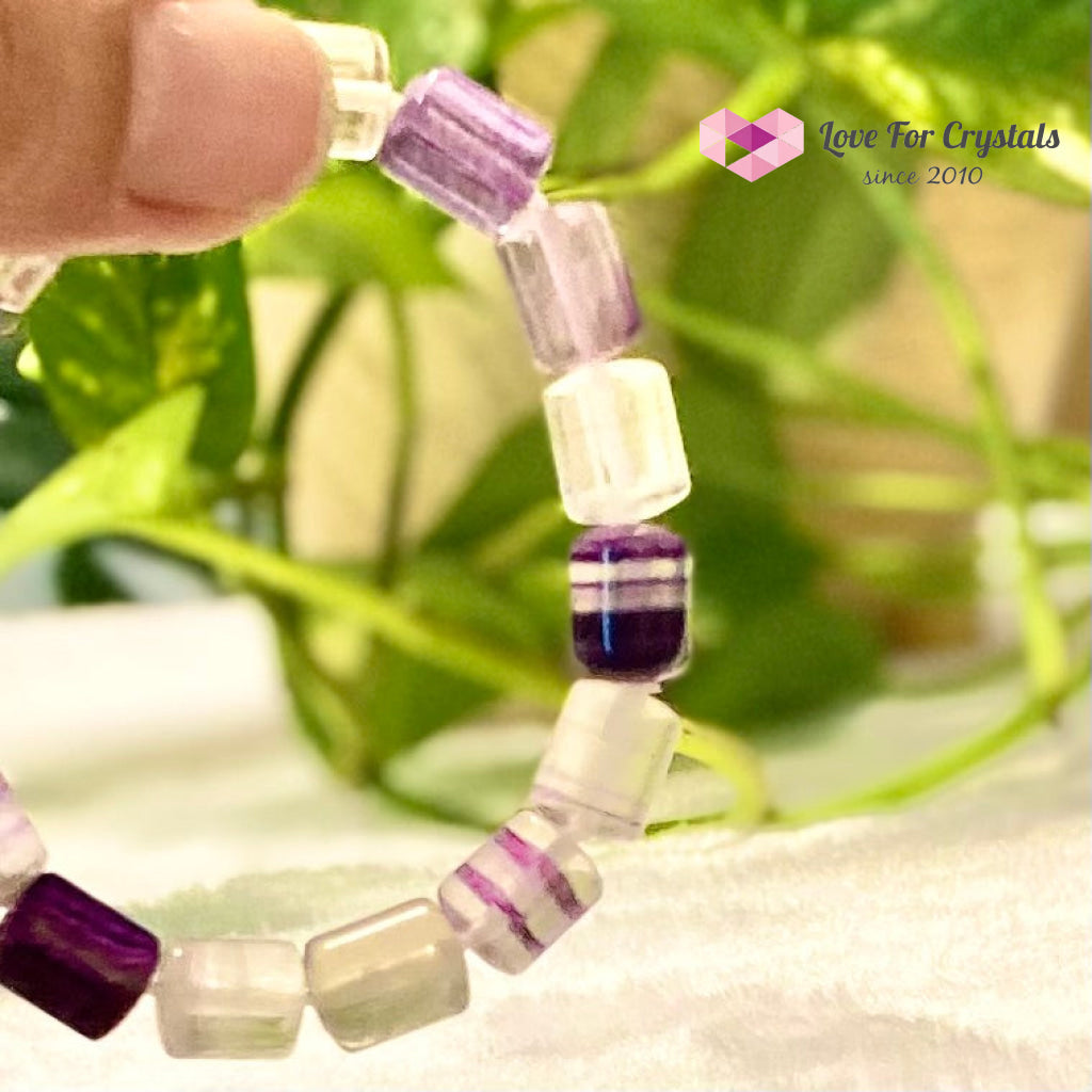 Rainbow Fluorite Cylinder Bracelet 7.0