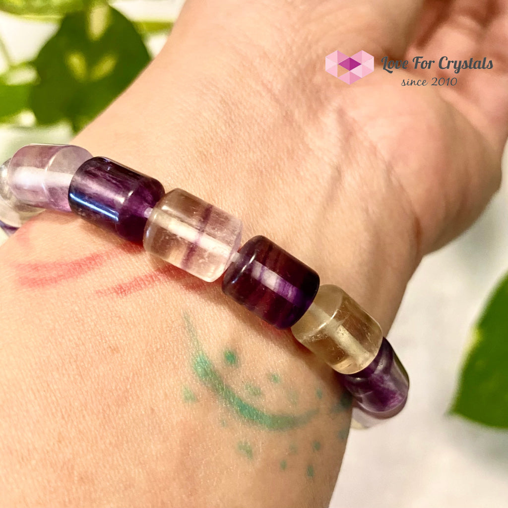 Rainbow Fluorite Cylinder Bracelet