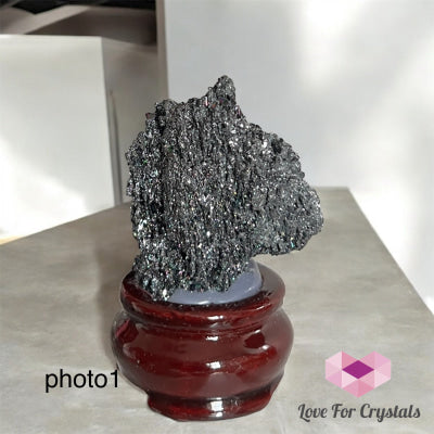 Rainbow Stone Raw with Stand photo1 - 60g 67mm Raw crystal