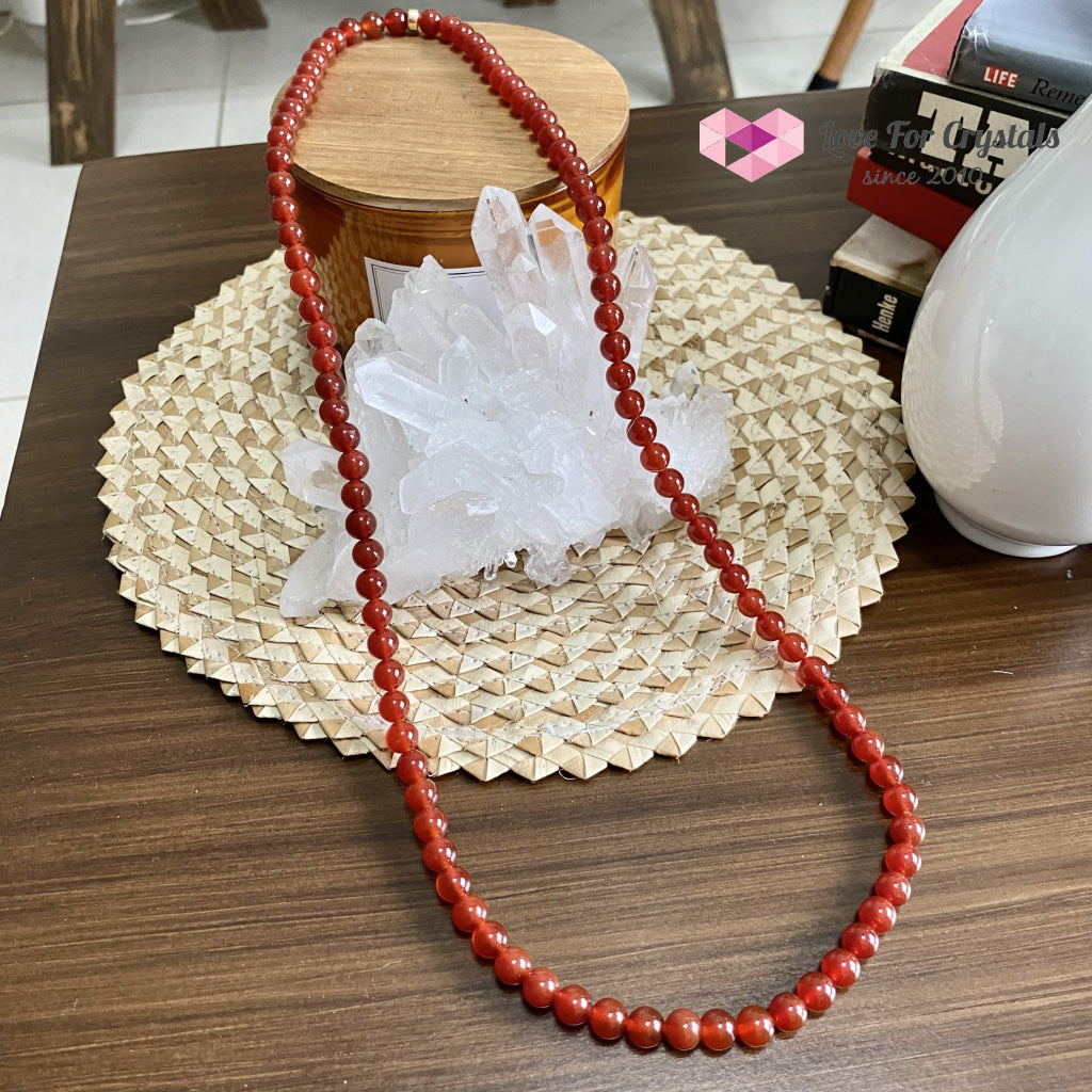 Red Agate 15 Long Necklace With 14K Gold-Filled Bead