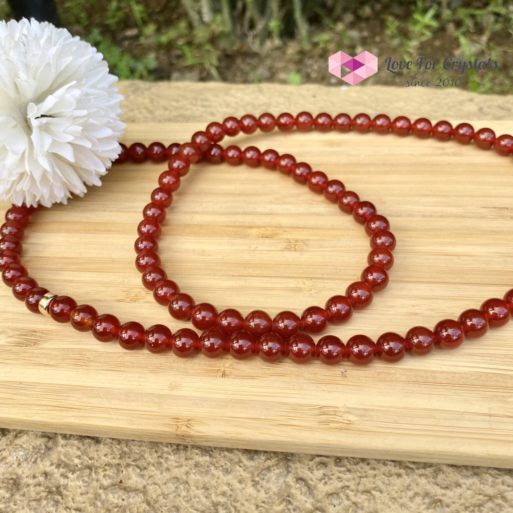Red Agate 15 Long Necklace With 14K Gold-Filled Bead